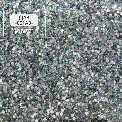 Resin flat bottom diamond, super flash nail drill, wedding dress decoration accessories, mobile phone case sticker diamond, round flat bottom resin diamond