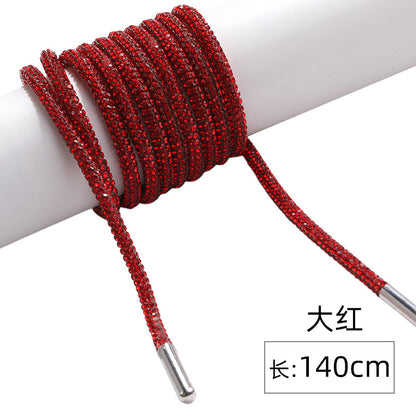 Crystal cord, drill rope, full diamond, ultra-glitter round soft tube, 6-row drill rope, coat strap, hat strap, shoelace, bag and pants strap, DIY accessory for accessories