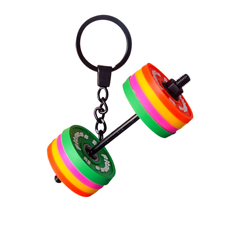 Creative Mini Gym Barbell Keychain Pendant Couple Sports Model Car Bag Keychain Pendant Gift