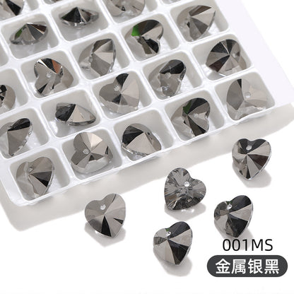K9 High-End Pointed Bottom Peach Heart Single-Hole Diamond Crystal Glass Pendant Phone Sticker Diamond DIY Clothing, Shoe, Bag Accessories