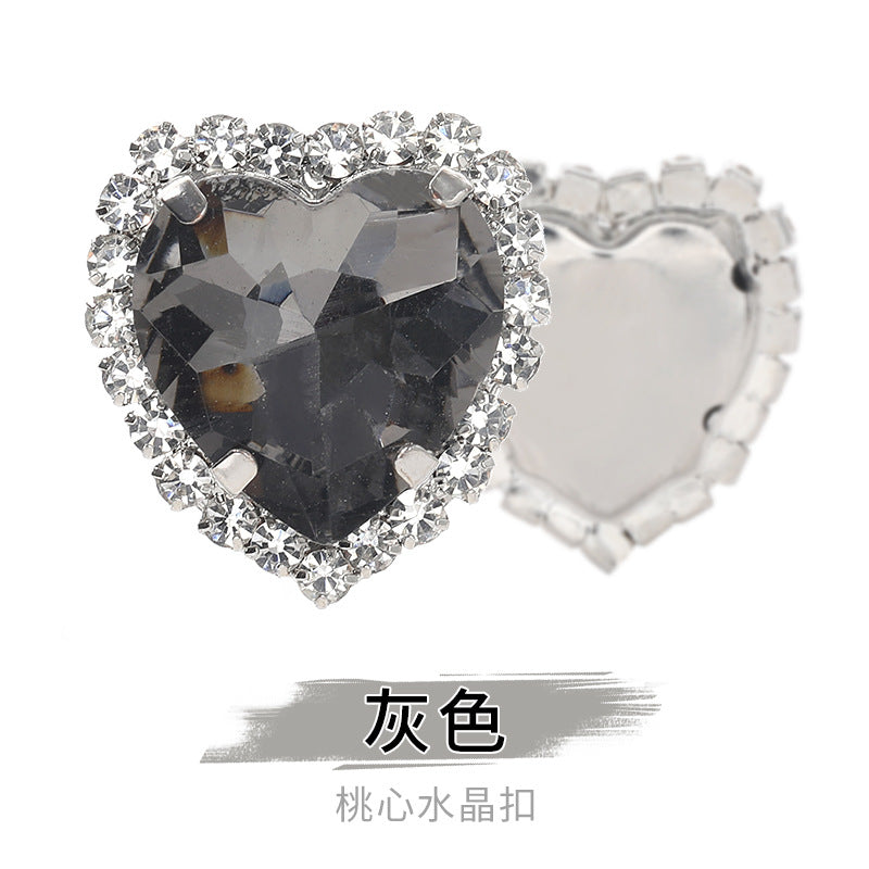 Heart-Shaped Crystal Claw Rhinestones - Hand-Sewn Hat Shoe Accessories Crystal Buckles