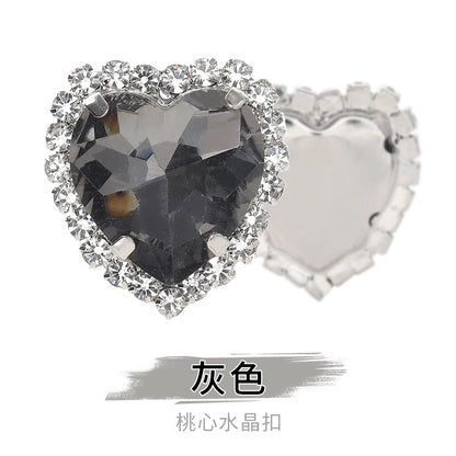 Heart-Shaped Crystal Claw Rhinestones - Hand-Sewn Hat Shoe Accessories Crystal Buckles