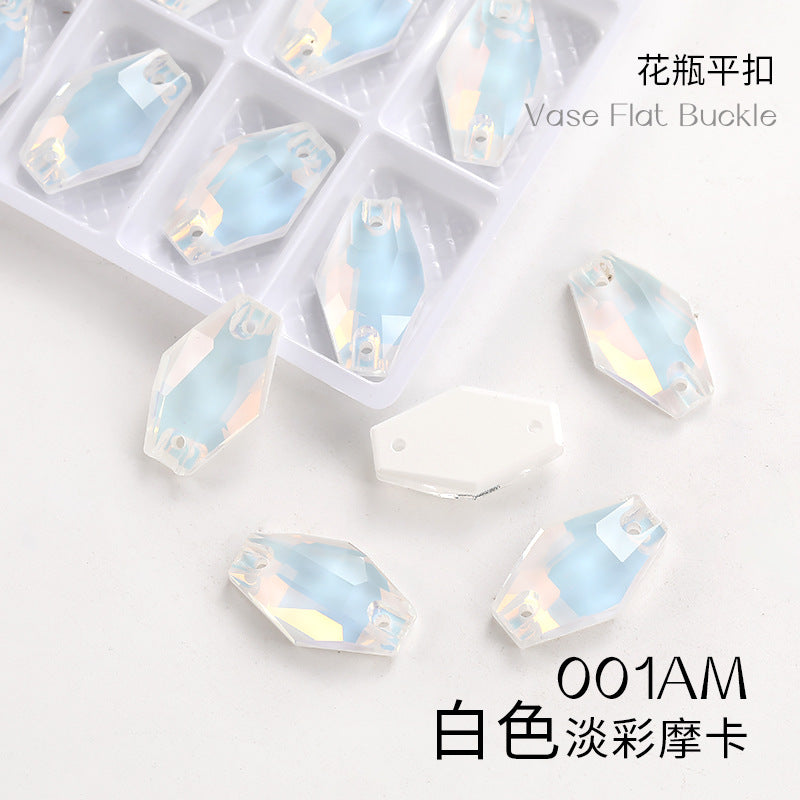 Factory wholesale flat buckle flat bottom hand-stitched rhinestone vase crystal stone ultra-glitter scratch-free packaging glass diamond