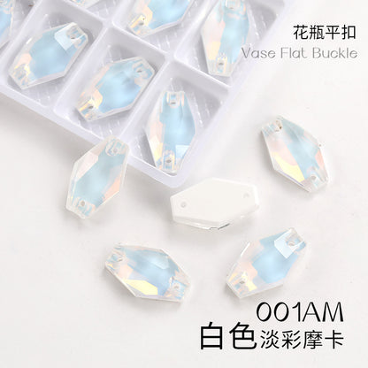 Factory wholesale flat buckle flat bottom hand-stitched rhinestone vase crystal stone ultra-glitter scratch-free packaging glass diamond