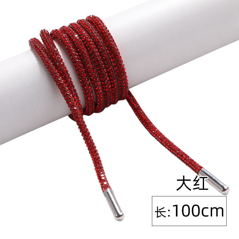 Crystal cord, drill rope, full diamond, ultra-glitter round soft tube, 6-row drill rope, coat strap, hat strap, shoelace, bag and pants strap, DIY accessory for accessories