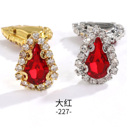 Pointed waterdrop claw rhinestone edge 4-hole hand-stitched rhinestone DIY headwear accessory clothing flash rhinestone accessory pointed waterdrop crystal buckle