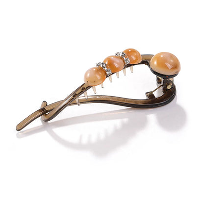 High-end and elegant beaded twisted clip, rhinestone hair clip for women, no poking at the back of the head, updo claw clip, versatile flat-head clip