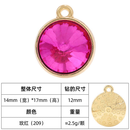 12mm satellite single hanging glass diamond single-hole alloy pendant inlaid with round crystal diamond earrings jewelry DIY accessories