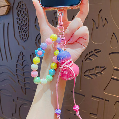 Creative simulation color beaded gourd keychain mobile phone chain pendant school bag keychain charm small gift wholesale