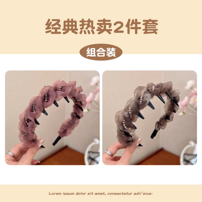 Elegant mesh high crown headband for women, new face-washing special toothed headband for daily wear, pressed hairpin headwear
