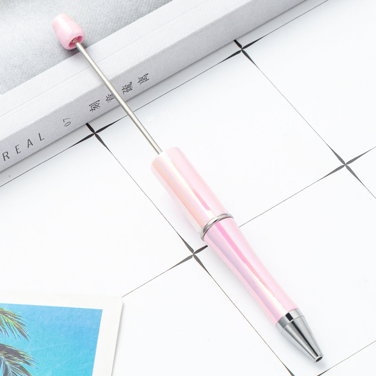 DIY Ballpoint Pen - Wholesale Plastic Printable Logo UV Gradient Beaded Pen