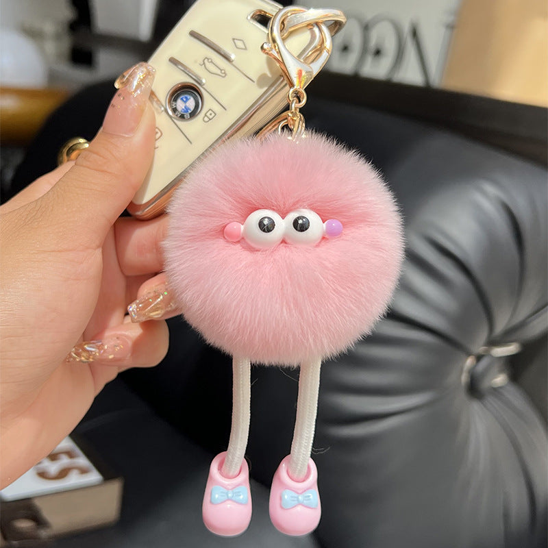 Cute imitation otter rabbit long legs small briquette car keychain pendant plush bag pendant gift doll doll