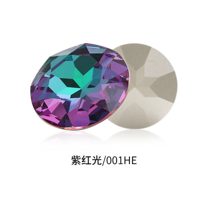 Cross-border electroplated high-end K9 gemstone flower 35mm round pointed base crystal glass diamond - clothing DIY accessory