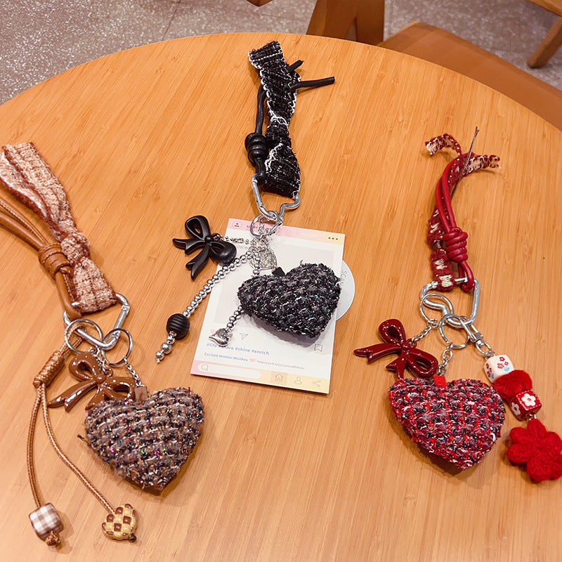 Original handmade DIY small fragrance style love keychain pendant miu series bow bag bracelet keychain pendant