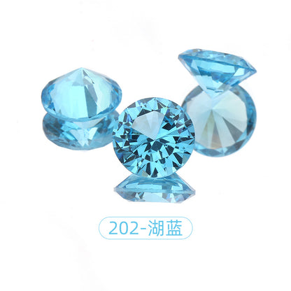 Cross-border round zircon bare stone, pointed bottom glass diamond, colored zircon sparkle, bright white zircon nail drill manufacturer