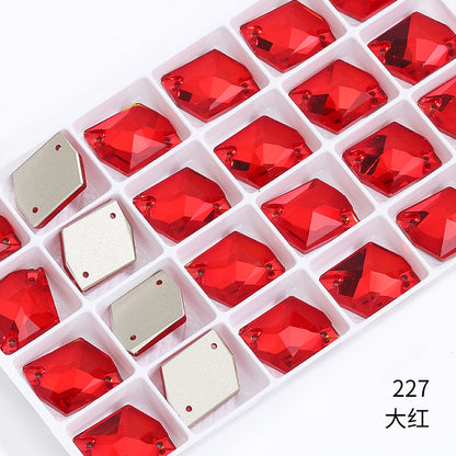 Flat Bottom Double Hole Special-Shaped Diamond - Super Flash AB Color Hand-Stitched Shoe Clothing Accessories