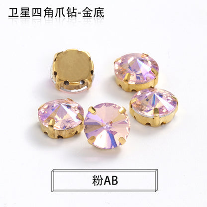 Xichuan new gold background satellite square corner hand sewing drill claw drill DIY clothing collar dress accessories material wholesale