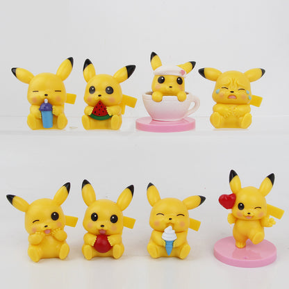 Figure foodie Pikachu 6 Q version elf full of dreams and tide play Pikachu children's toys decoration ornament figures