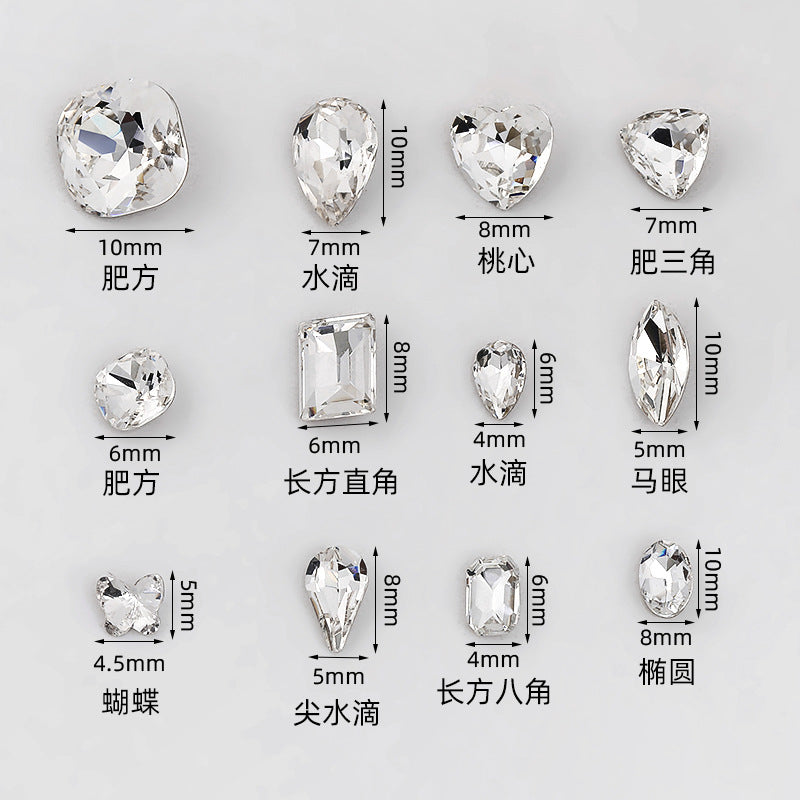 K9 white transparent rhinestones, multiple specifications of pointed bottom rhinestones, nail art rhinestones, luggage, activewear accessories, footwear, pointed sole rhinestones