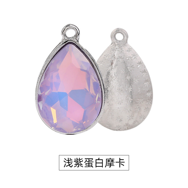 Waterdrop single pendant, teardrop zinc alloy base with glass inlaid with diamonds, protein mocha diamond, water drop single pendant accessory