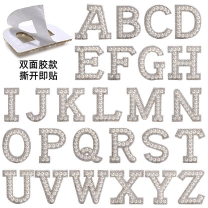26 English letter patches, pearl adhesive backing tape, DIY double-sided decorative decoration, peel-off self-adhesive patch stickers