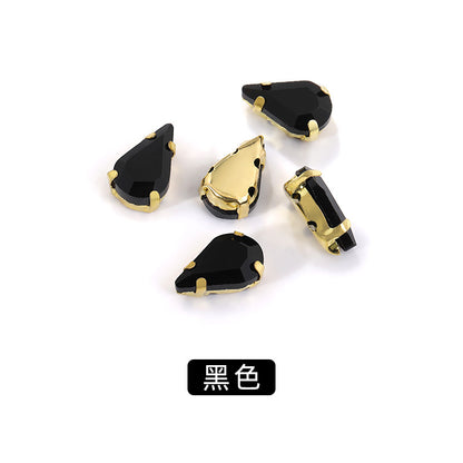 Gold-soled pointed waterdrop glass claw drill, standard cut shoe decorations, wedding dress accessories, crystal accessories, hand-stitched rhinestones with holes