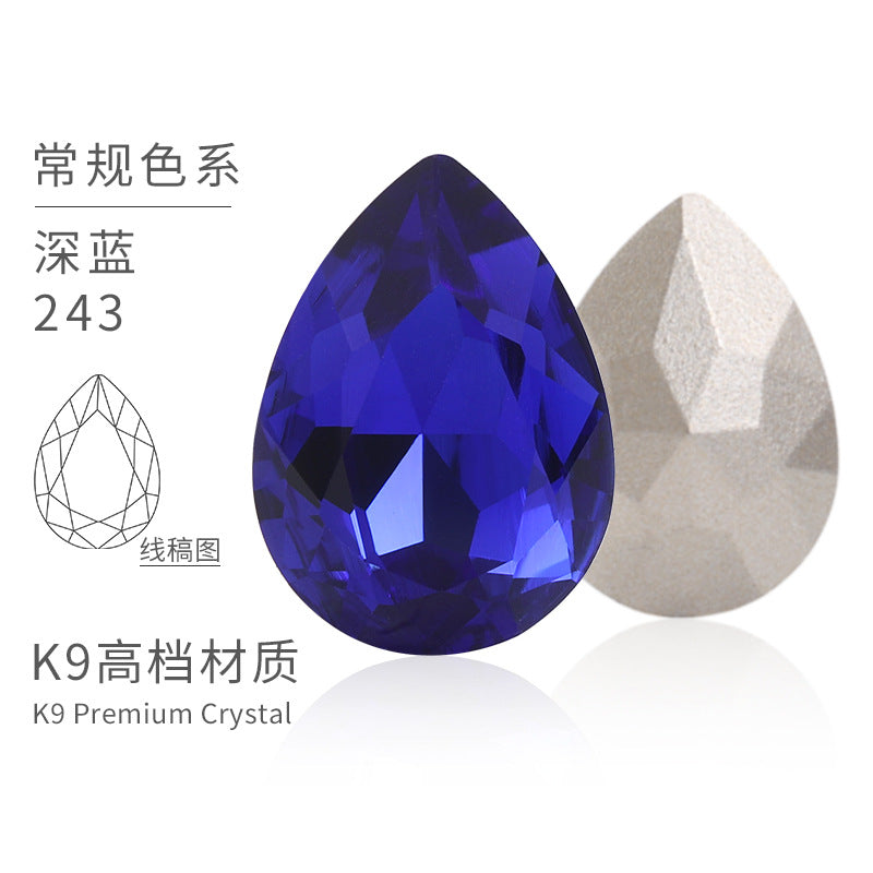 K9 material, pointed bottom pear-shaped rhinestone, color-resistant base, clothing crystal accessories, high-end pinkstone rhinestone