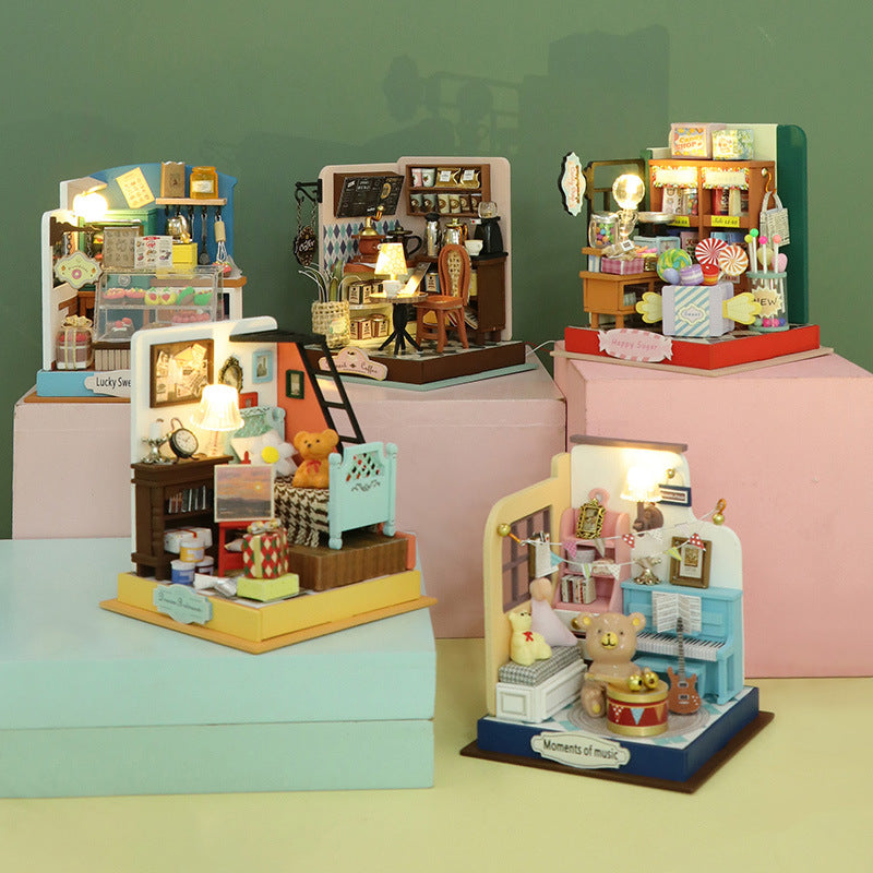 Hongda DIY Cottage Dream Bedroom Wooden Handmade Building Assembly Mini Cottage Creative Toys Gift Ornaments