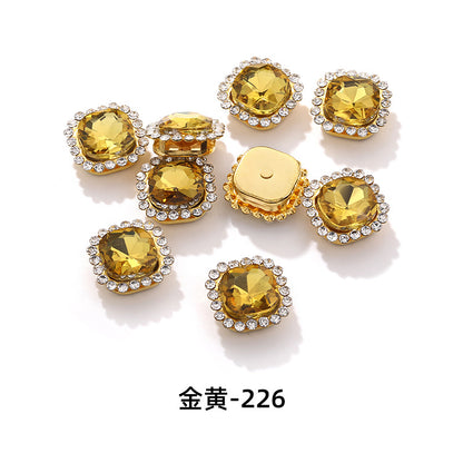 Fat square flower disc buckle sunflower double-layer glass drill DIY hand-punched hand-sewn diamond fat square diamond factory wholesale supply