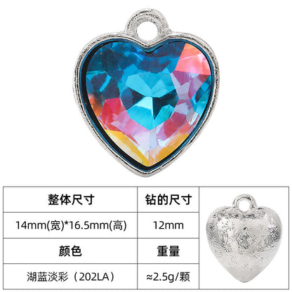 Heart-inlaid 12MM peach heart single crystal pendant bracelet, headpiece, flower tray material, DIY accessory pendant