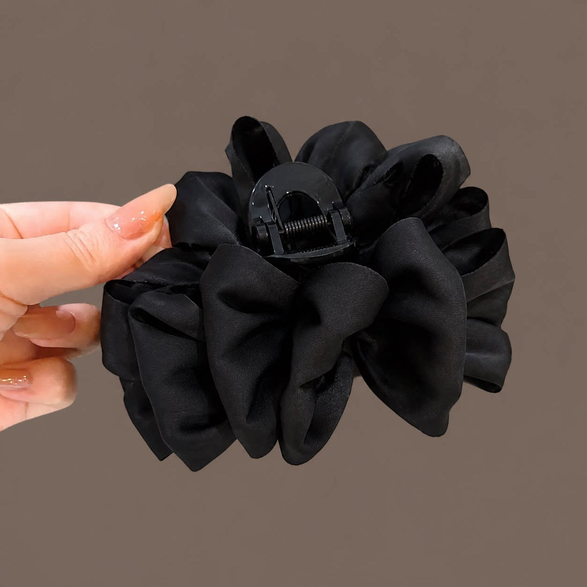 Cloud bubble clip for women, high-end black satin bow hair clip, small hair volume half tie, hair clip headwear