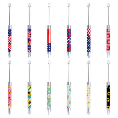 creative printed ballpoint pen diy beaded sunflower flag printed plastic ballpoint pen theme advertising gift pen