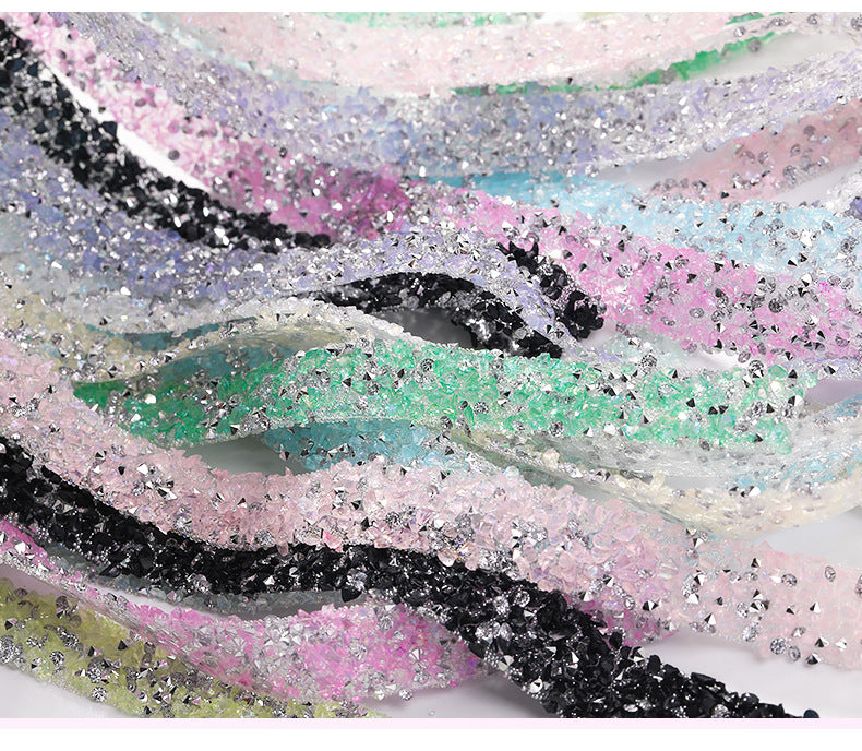Resin Diamond Rhinestone Strips - Tear-Off Ready-to-Paste Sequins Hot Diamond Shoes Clothing Accessories and DIY crafty