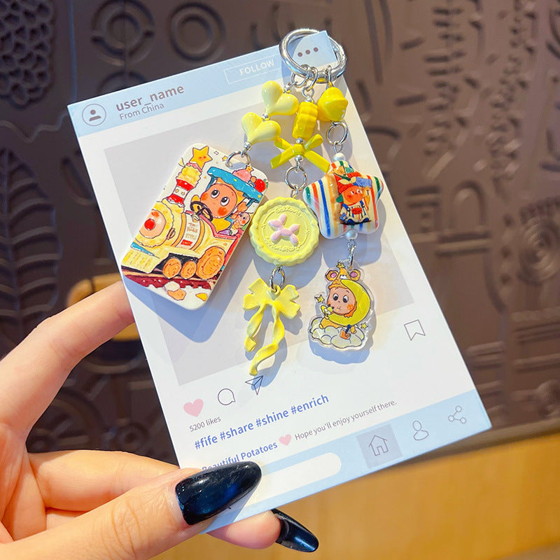 DIY small-nosed star man beaded phone chain pendant, women's bag, doll key chain, small drop doll charm