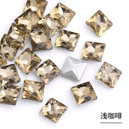 Square special-shaped diamonds, real silver-plated bottoms, bags, hair clips, accessories, shoes, clothing, accessories, pointed bottoms, square diamonds