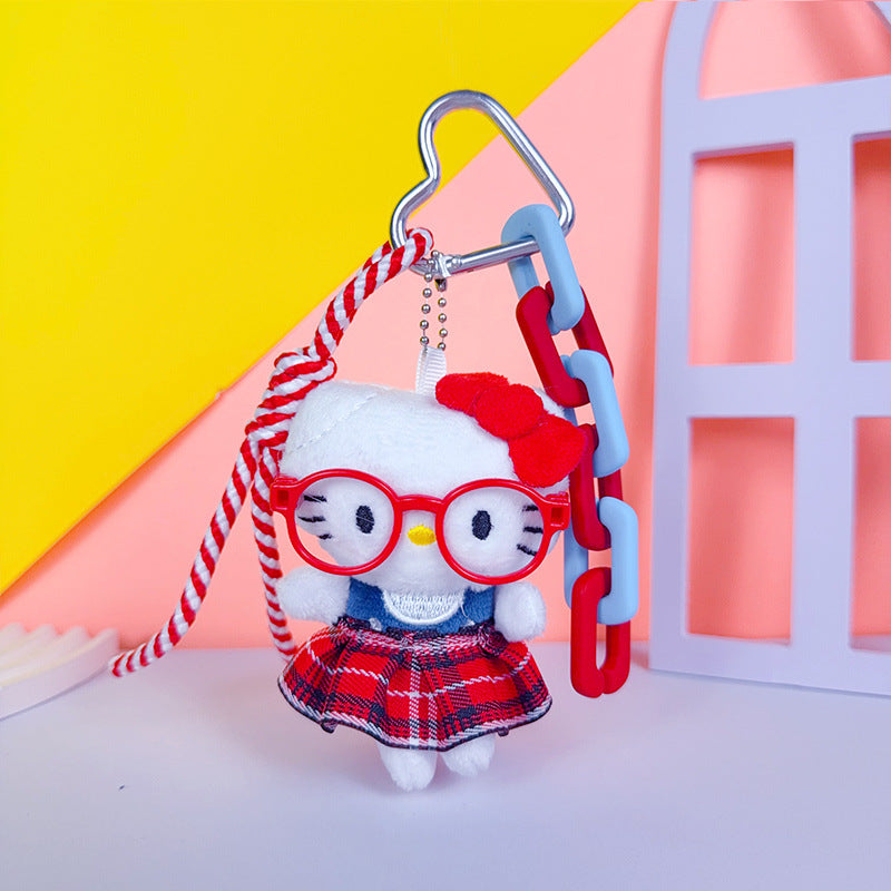 Creative miu plush kitty cat keychain bag pendant cute couple DIY doll keychain pendant