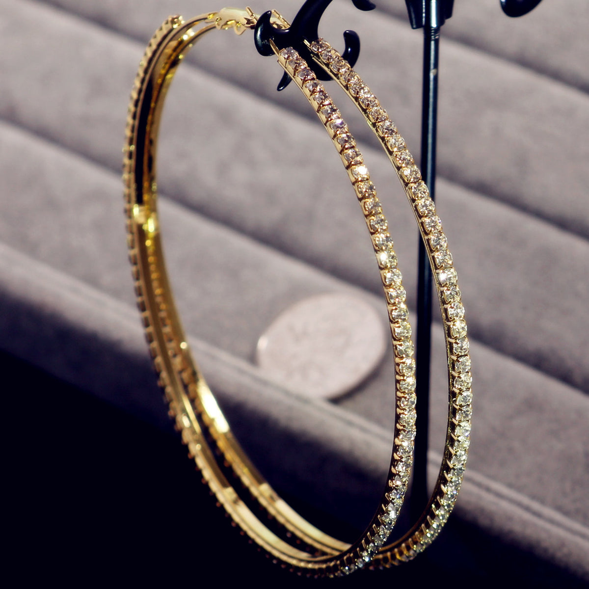 2-4-6-8-10cm oversized earrings exaggerated earrings european and american round rhinestone geometric hoop earrings for women cross-border