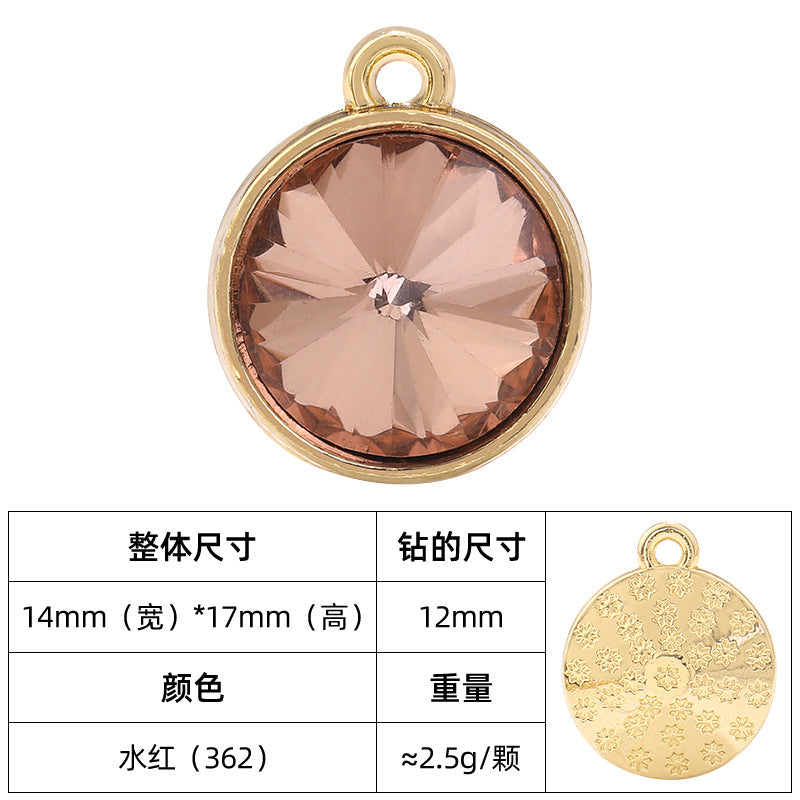12mm satellite single hanging glass diamond single-hole alloy pendant inlaid with round crystal diamond earrings jewelry DIY accessories