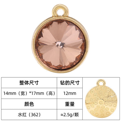 12mm satellite single hanging glass diamond single-hole alloy pendant inlaid with round crystal diamond earrings jewelry DIY accessories