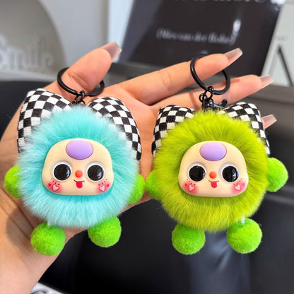 Imitation otter rabbit fur bow, small briquettes, car keychain pendants, exquisite dolls, cartoon dolls, school bags, bag ornaments