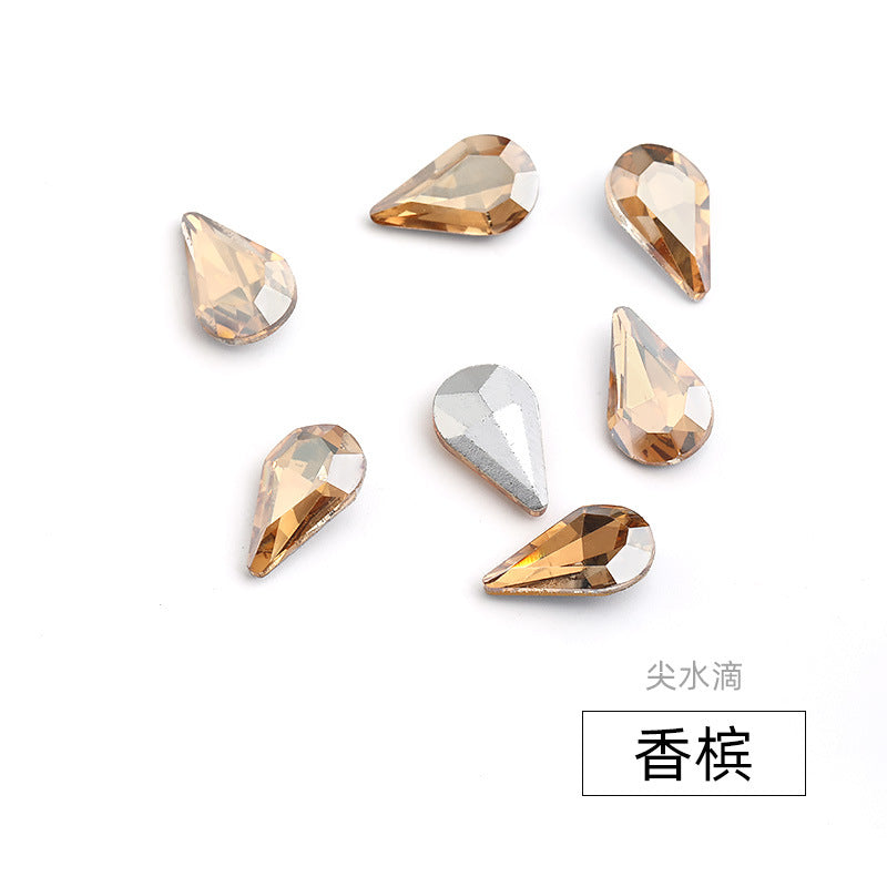 Long Drop Teardrop Diamond Rhinestones - Silver Crystal Luggage Jewelry Nail Art Clothing Hair Accessories
