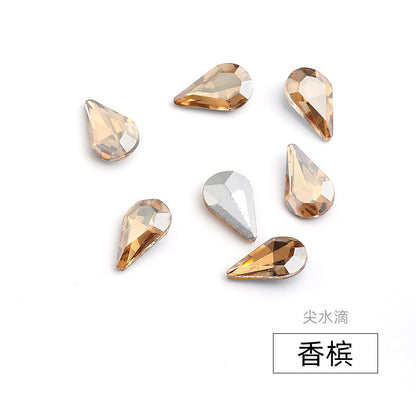 Long Drop Teardrop Diamond Rhinestones - Silver Crystal Luggage Jewelry Nail Art Clothing Hair Accessories