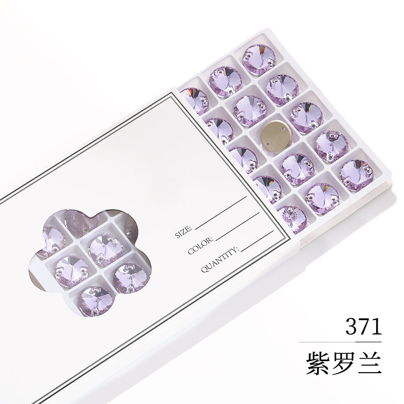 Flat Bottom Hand-Sewn Diamond K9 Satellite Round Flat Buckle Double Hole Punched Hand-Sewn Diamond Wedding Dress Apparel Accessories Super Flash Satellite