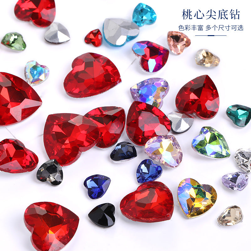 Heart Pointed Bottom Diamond Rhinestones - Crystal Glass Phone Sticker Clothing Headband Jewelry Accessories