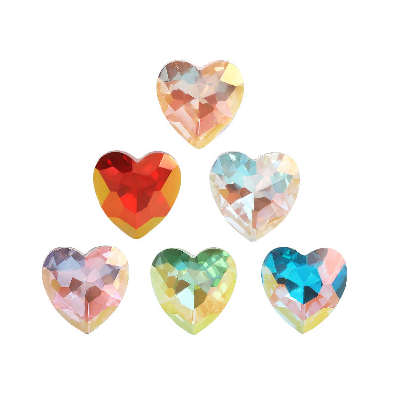 Xichuan heart-shaped light color LA series peach heart pointed bottom glass rhinestone DIY phone case accessories pointed bottom diamond sticker