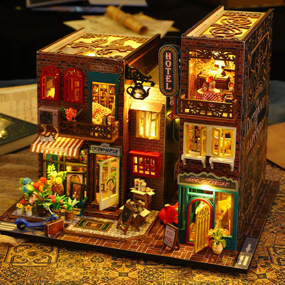Jiate DIY Cottage Scarborough 3D Stereoscopic Handmade Assembly with Light Book Standing Model Exquisite Ornaments Gift Female
