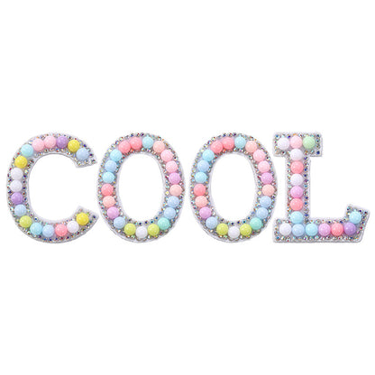 Macaron letter stickers, 26-letter English DIY accessories, clothing accessories, faux pearl and rhinestone appliqué set