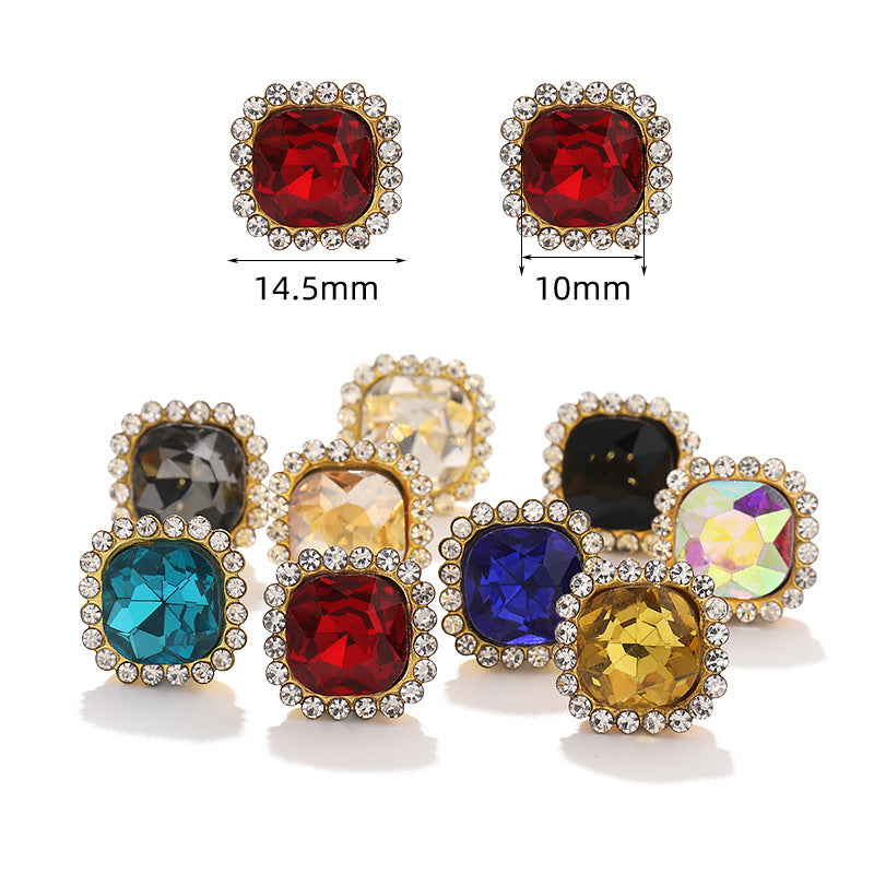 Fat square flower disc buckle sunflower double-layer glass drill DIY hand-punched hand-sewn diamond fat square diamond factory wholesale supply