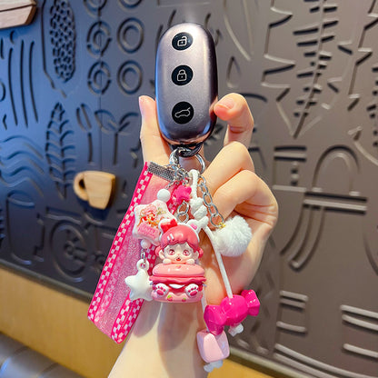 Handmade DIY cute grain zorra hand rope buckle pendant cute cartoon girl heart bag doll doll charm wholesale