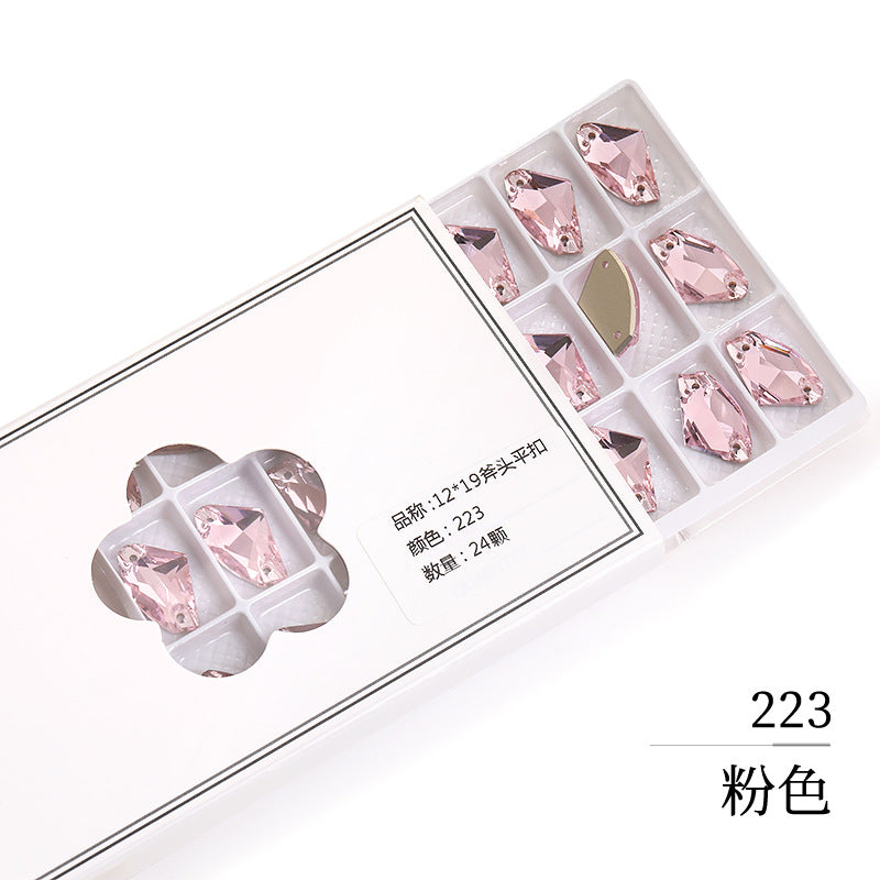 Axe Flat Buckle - Flat Bottom Special-Shaped Hand-Sewn Rhinestones Real Silver Plating Shoe Accessories Luggage Clothing